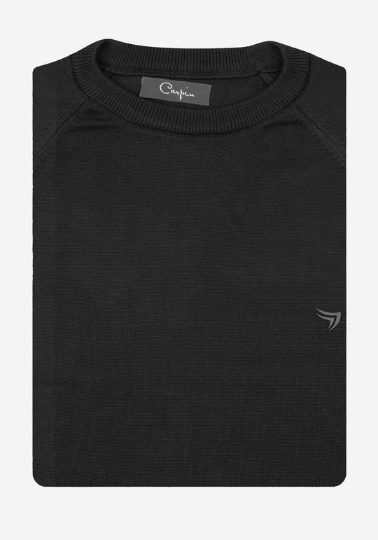 Dark Tide Black Cotton Pullover