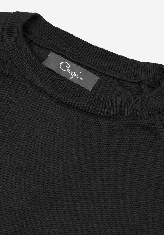 Dark Tide Black Cotton Pullover