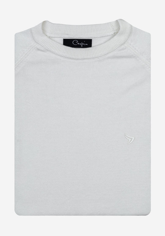 Feather White Cotton Pullover