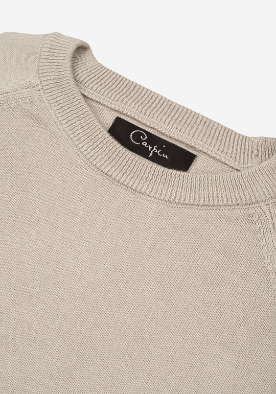 Sand Shadow Beige Cotton Pullover