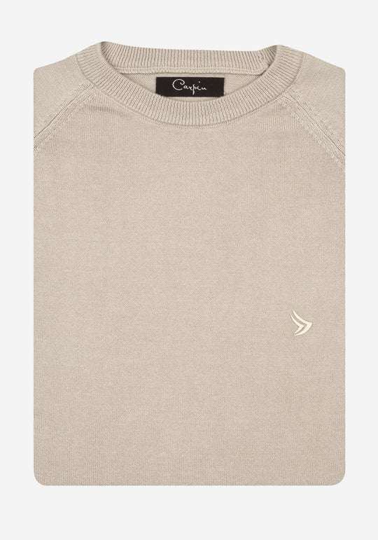 Sand Shadow Beige Cotton Pullover