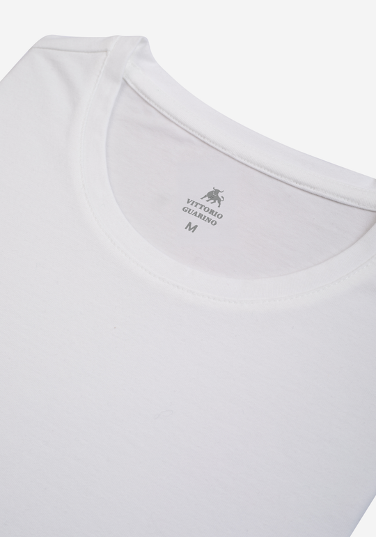 Powder White Cotton Undershirt - Short Sleeve