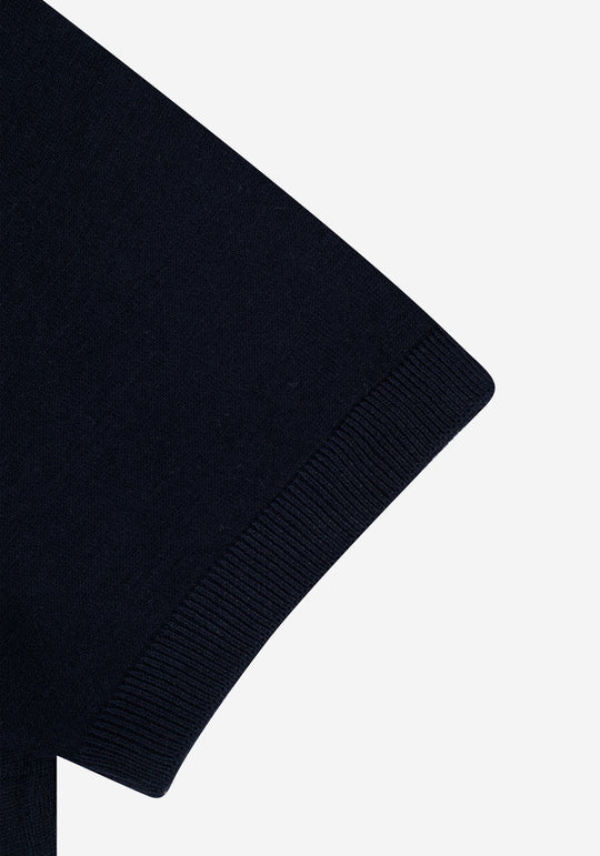 Dawn Navy Knitted Polo Shirt