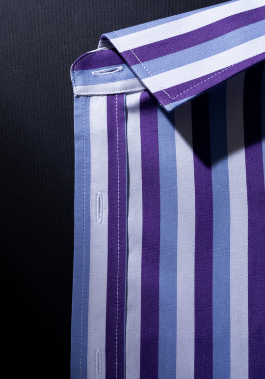 Giza 87 Cotton Parti-Colored Stripe Fine Twill Shirt
