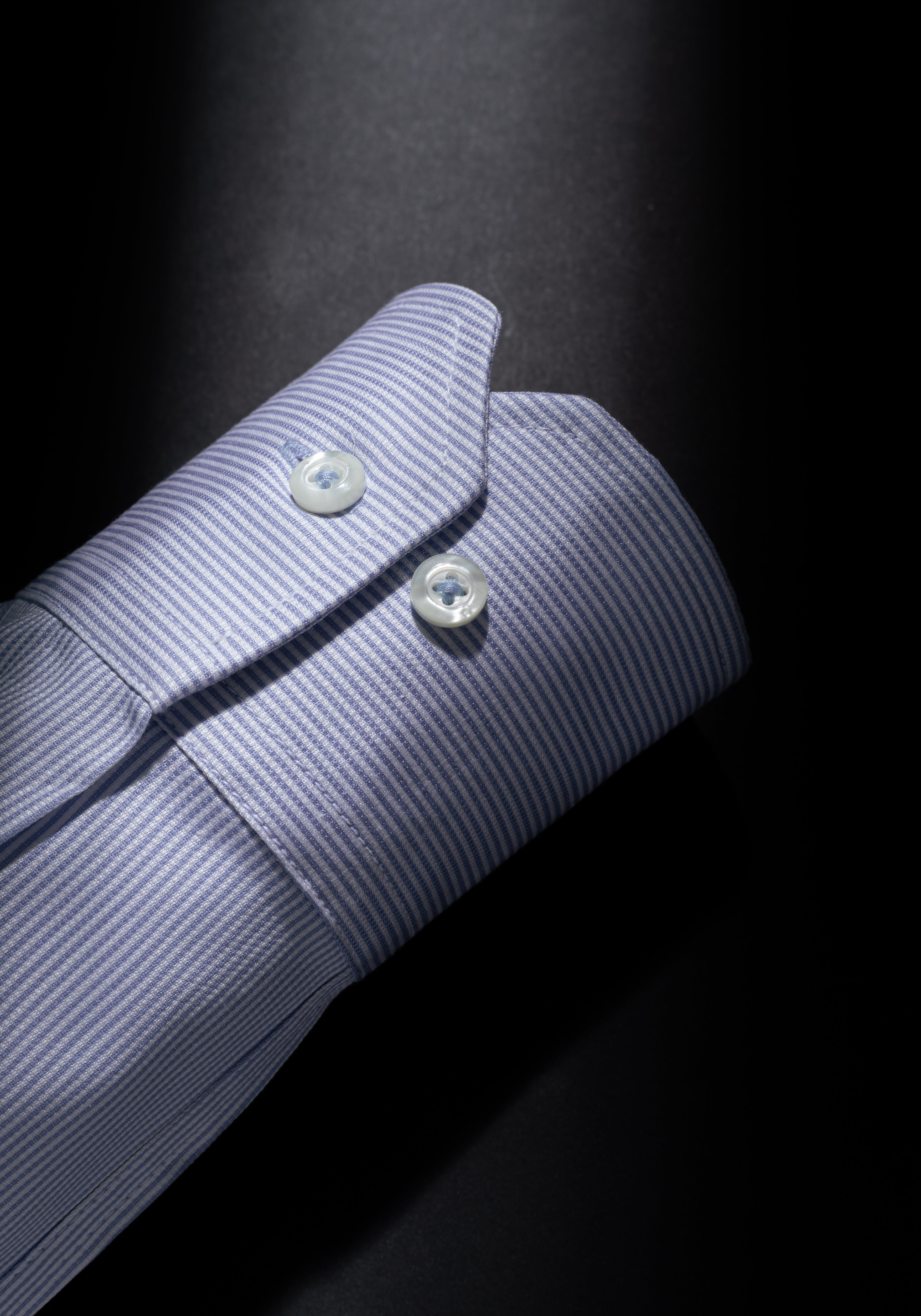 Giza 87 Cotton Airy Blue Stripe Basket Weave Shirt