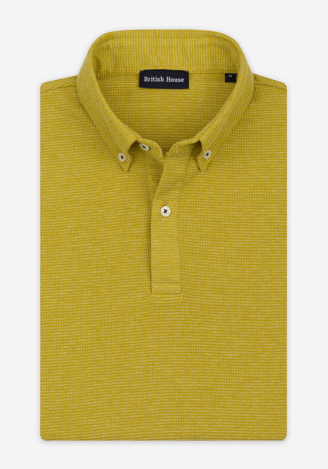 Mustard Yellow Waffle Polo Shirt
