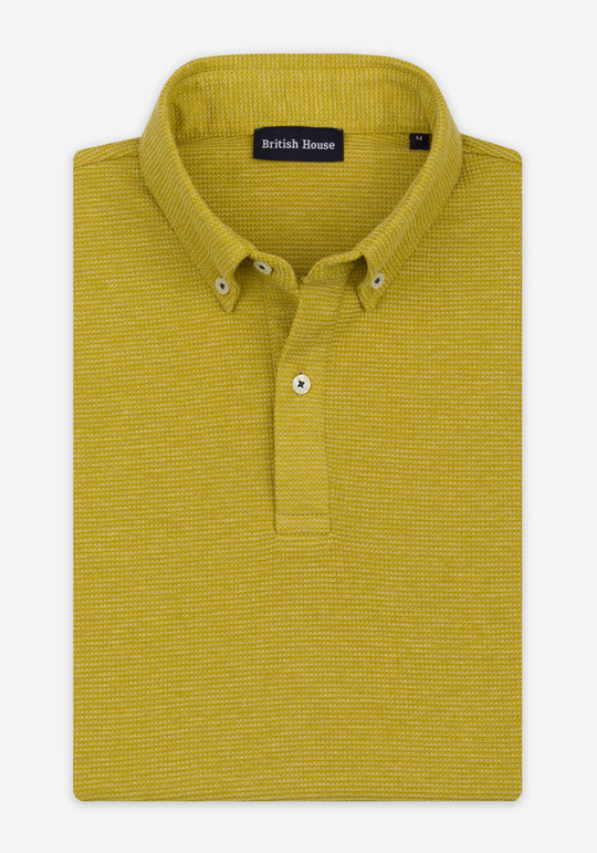 Mustard Yellow Waffle Polo Shirt