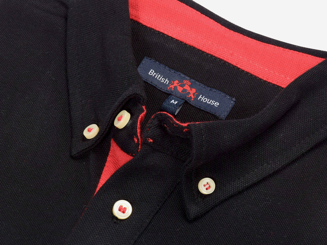 Black Pique Fine Cotton Polo