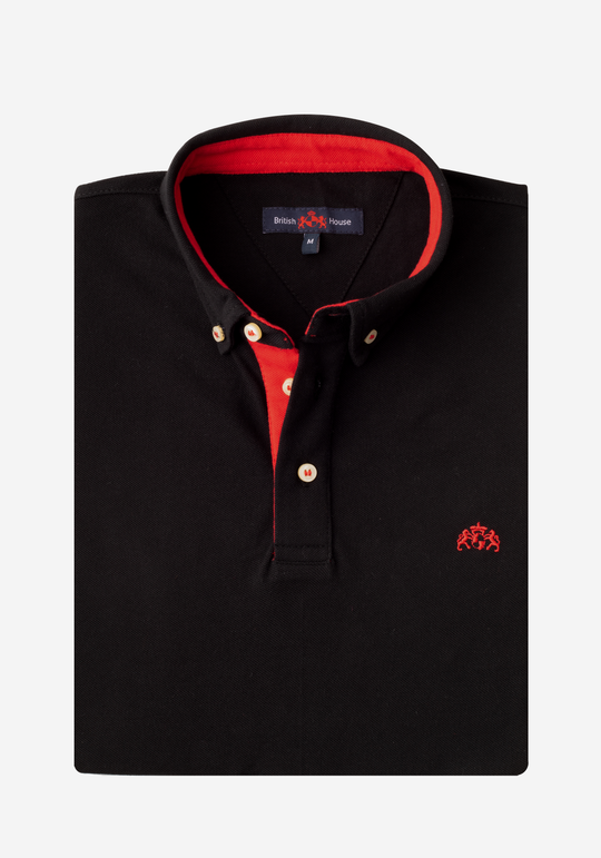 Black Pique Fine Cotton Polo