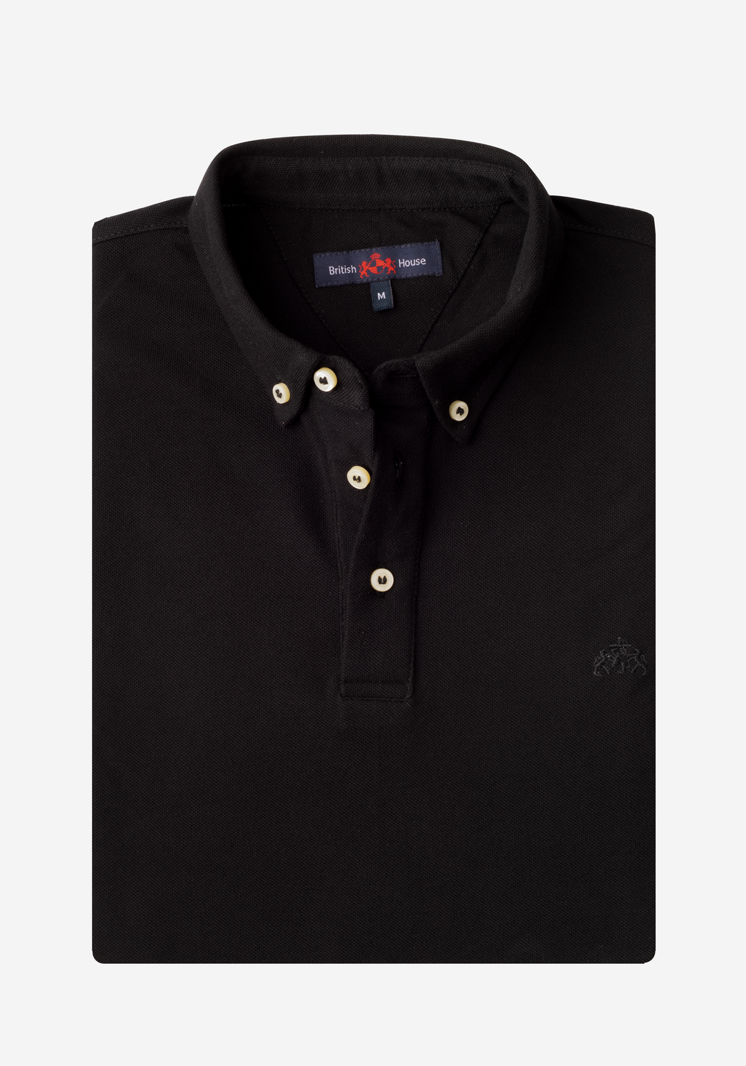 Black Pique Fine Cotton Polo