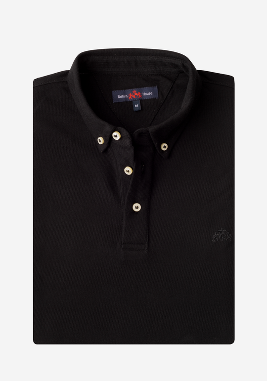 Black Pique Fine Cotton Polo