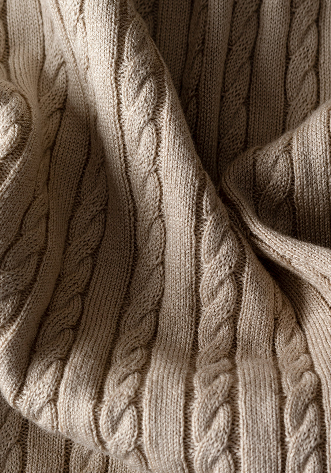 Powder Beige Braided Knitted Polo Shirt