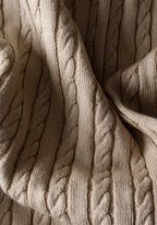 Powder Beige Braided Knitted Polo Shirt