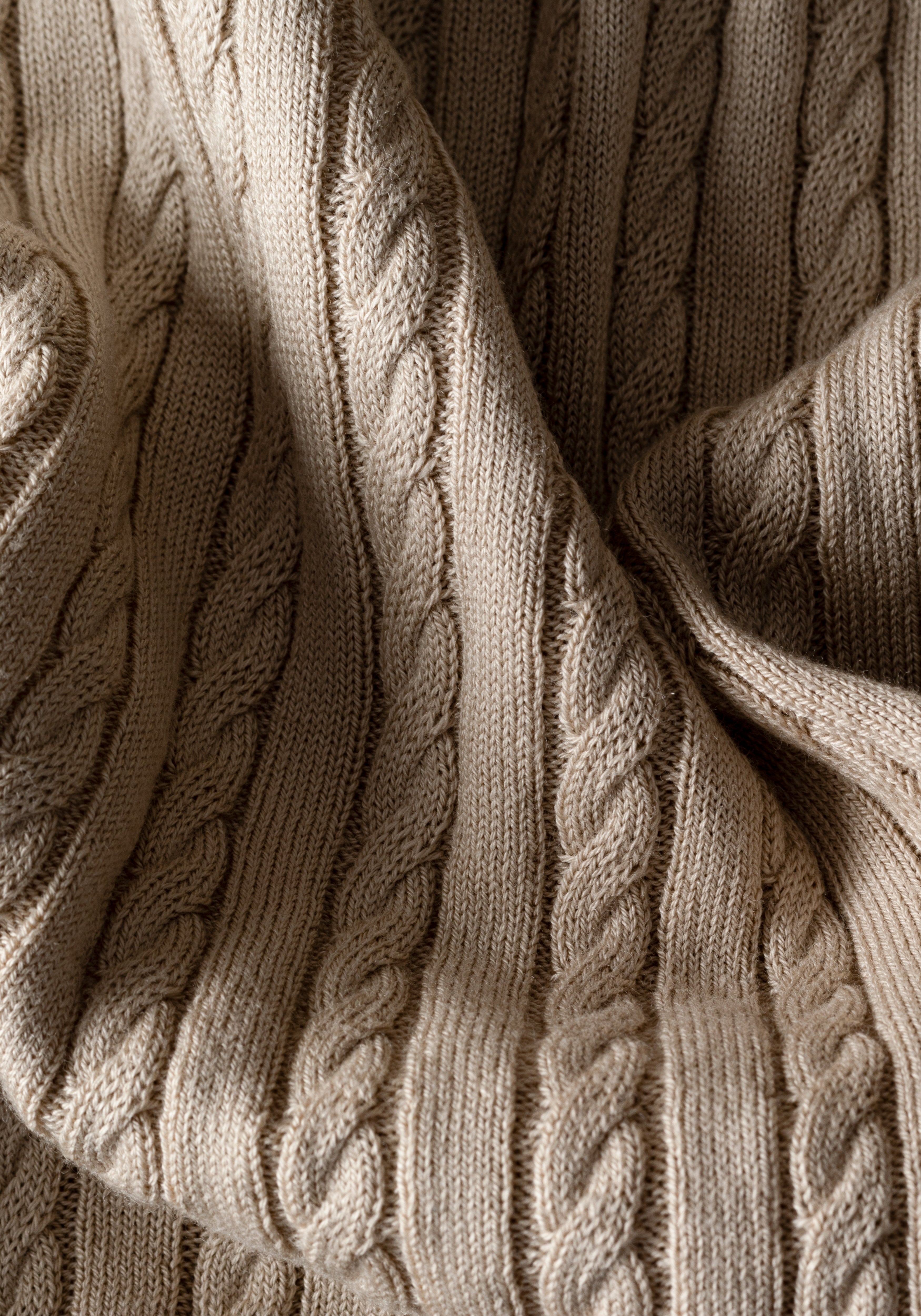 Powder Beige Braided Knitted Polo Shirt