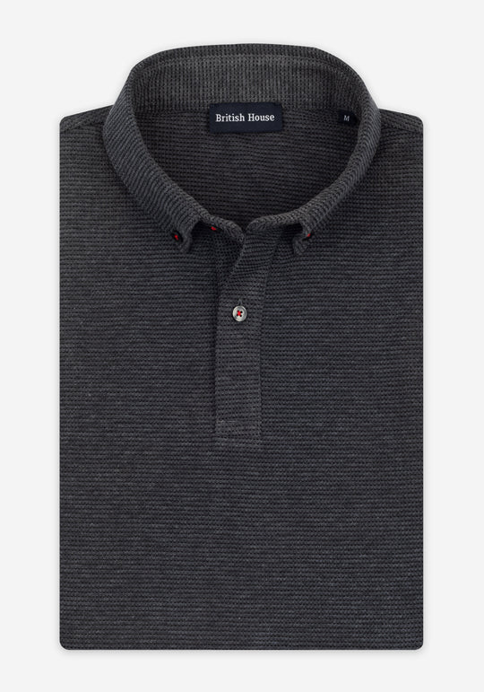 Charcoal Grey Waffle Polo Shirt
