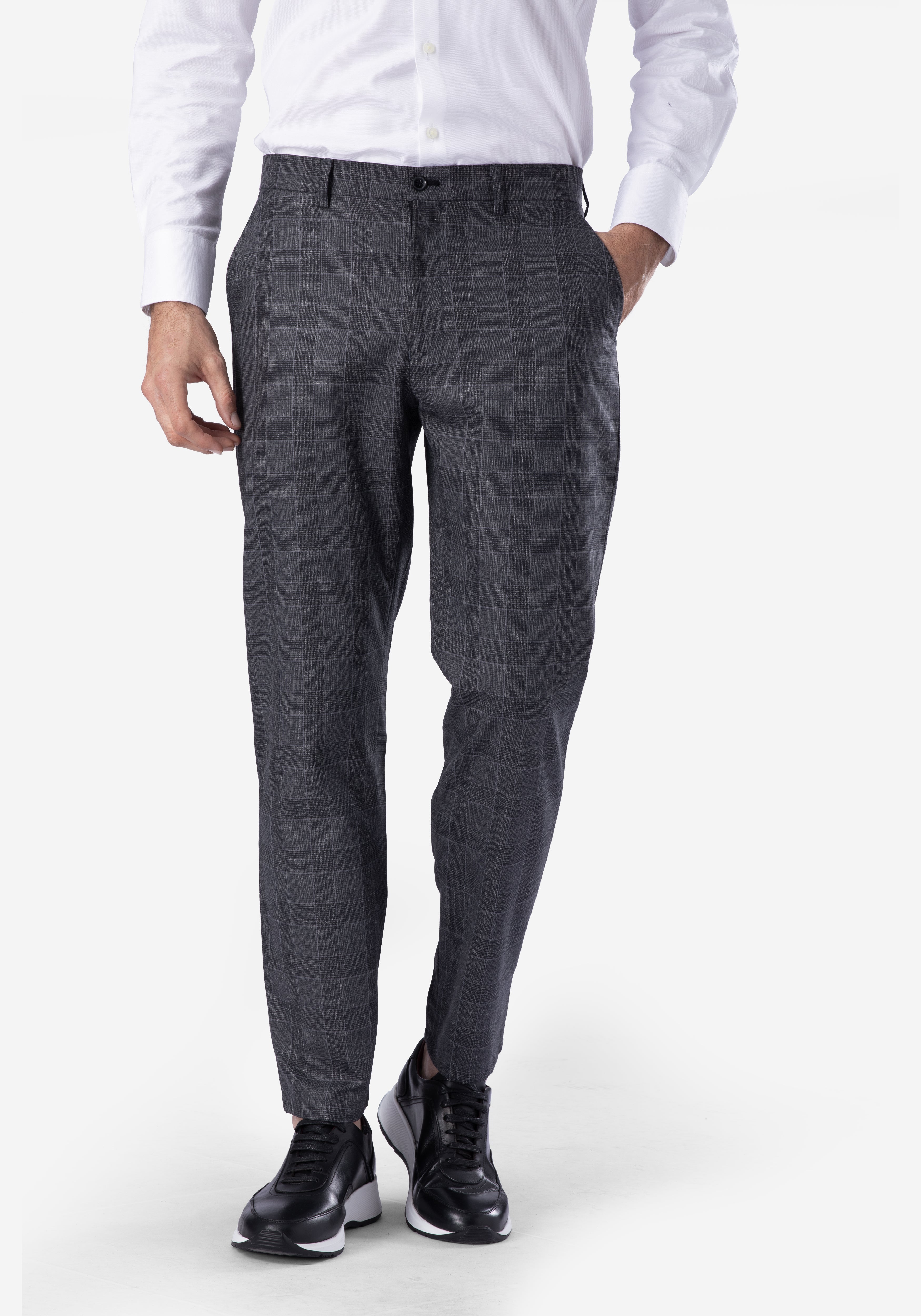Dark Gray Checked Pants