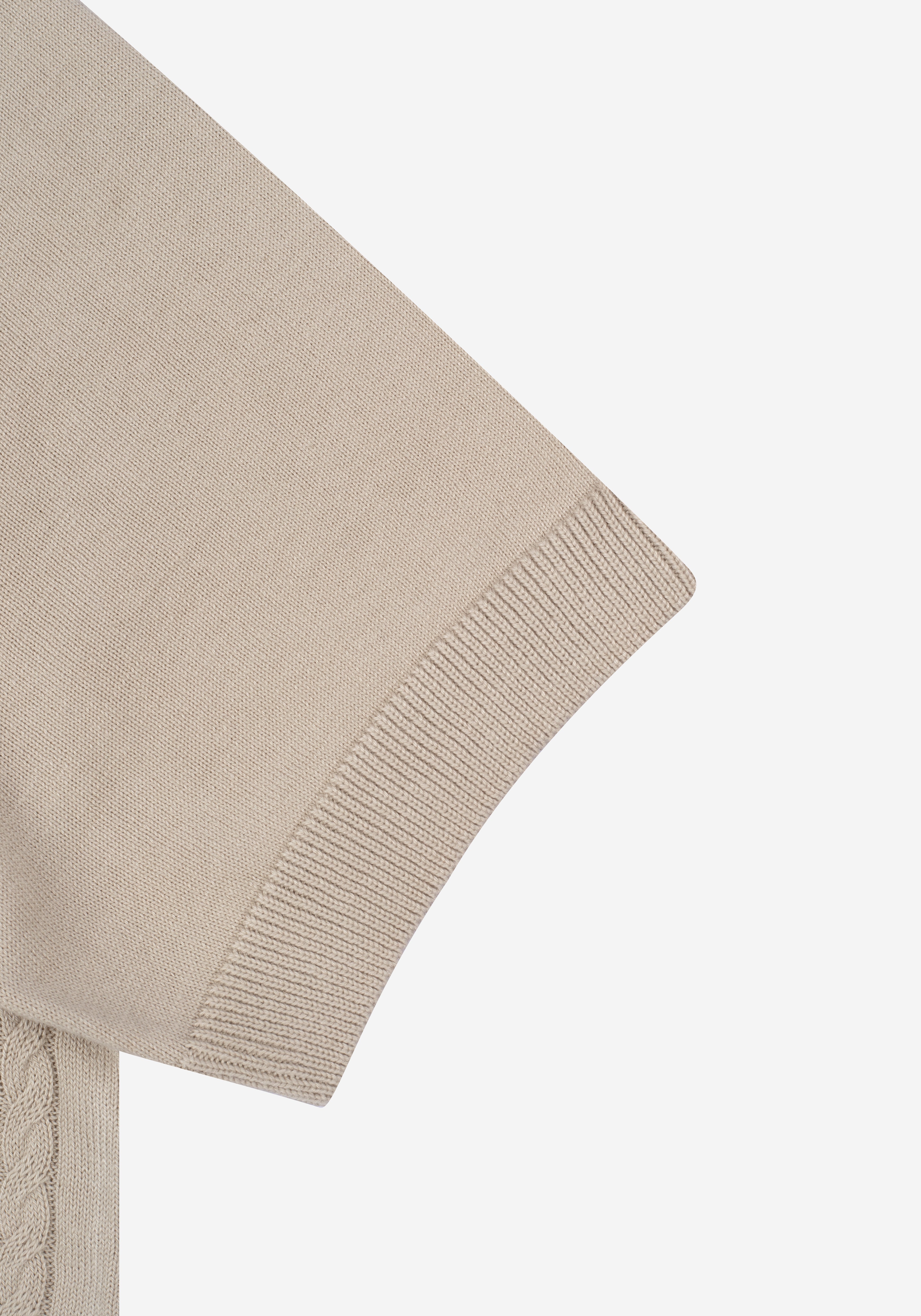 Powder Beige Braided Knitted Polo Shirt