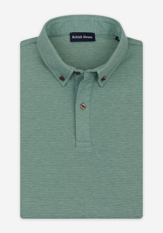 Vintage Mint Waffle Polo Shirt