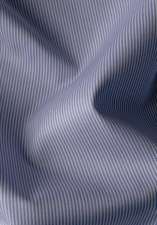 Giza 87 Cotton Airy Blue Stripe Basket Weave Shirt