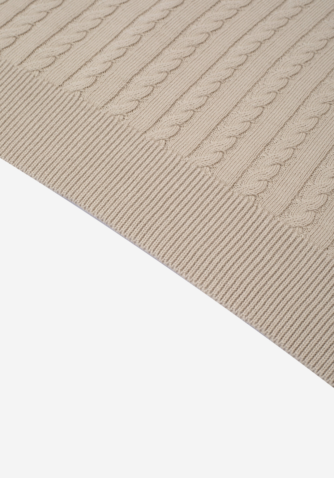Powder Beige Braided Knitted Polo Shirt