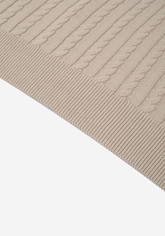 Powder Beige Braided Knitted Polo Shirt