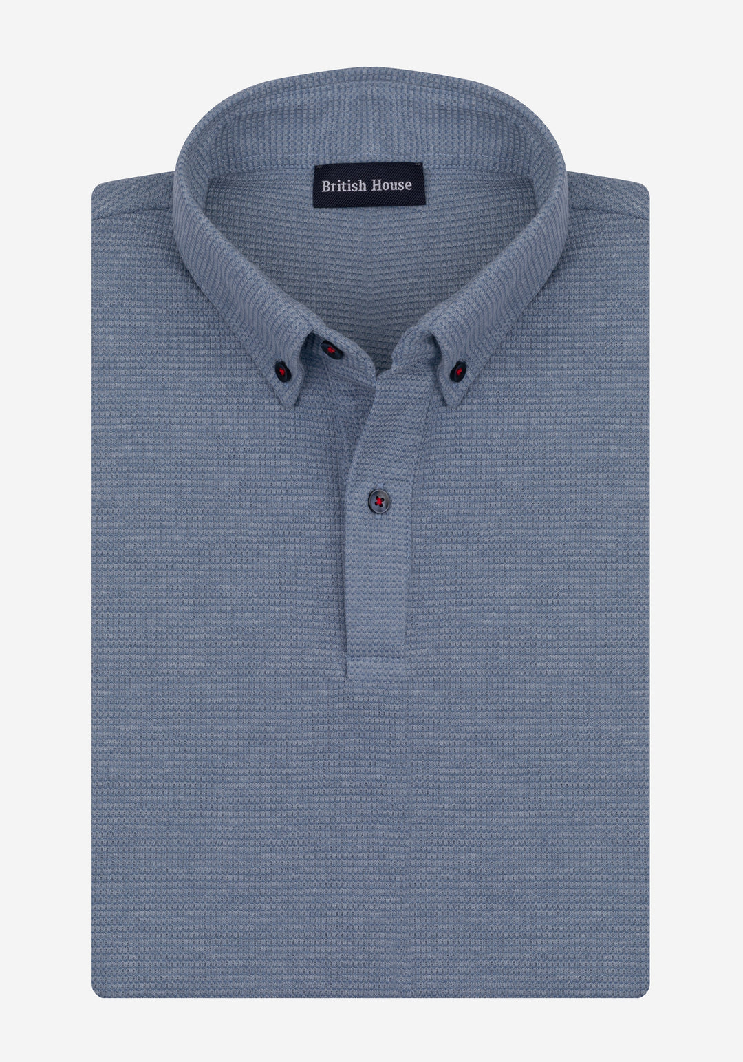 Slate Blue Waffle Polo Shirt