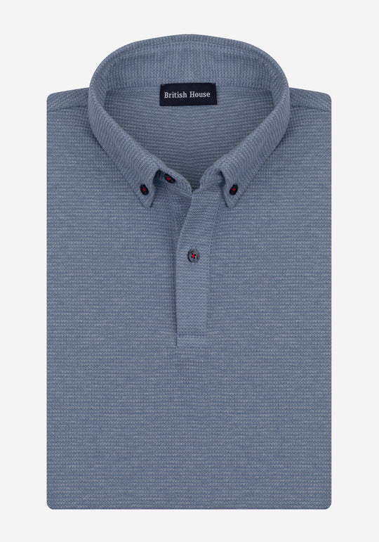 Slate Blue Waffle Polo Shirt