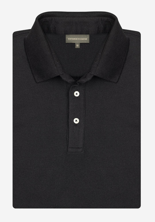 True Black Cotton Polo Shirt