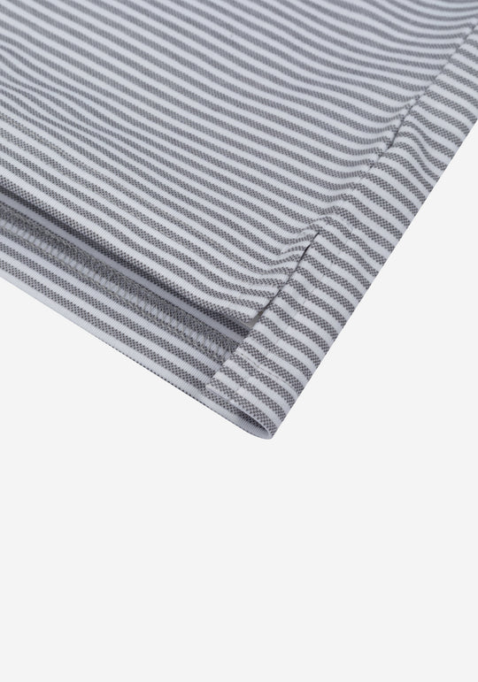 Steel Grey Stripe Cotton Polo Shirt