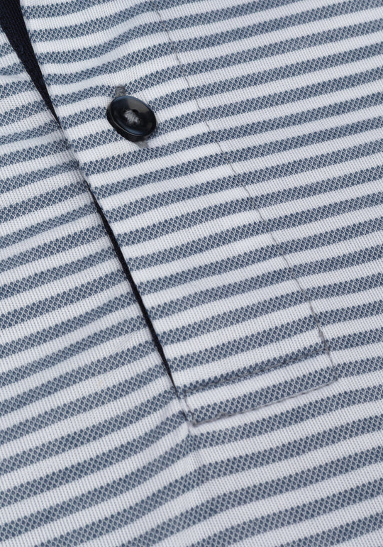 Pale Navy Stripe Cotton Polo Shirt