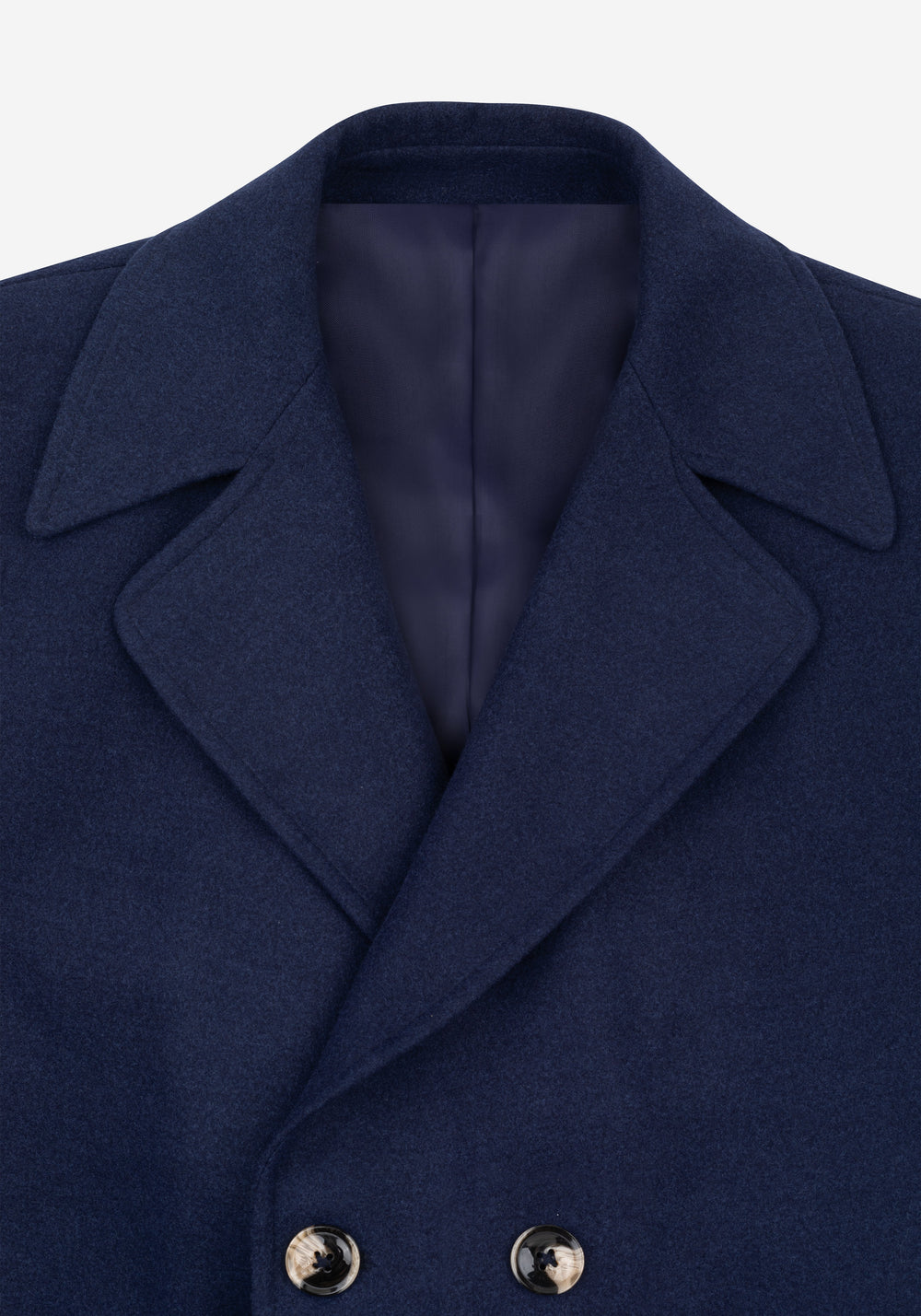 Marine Blue Double-Breasted Poly Coat