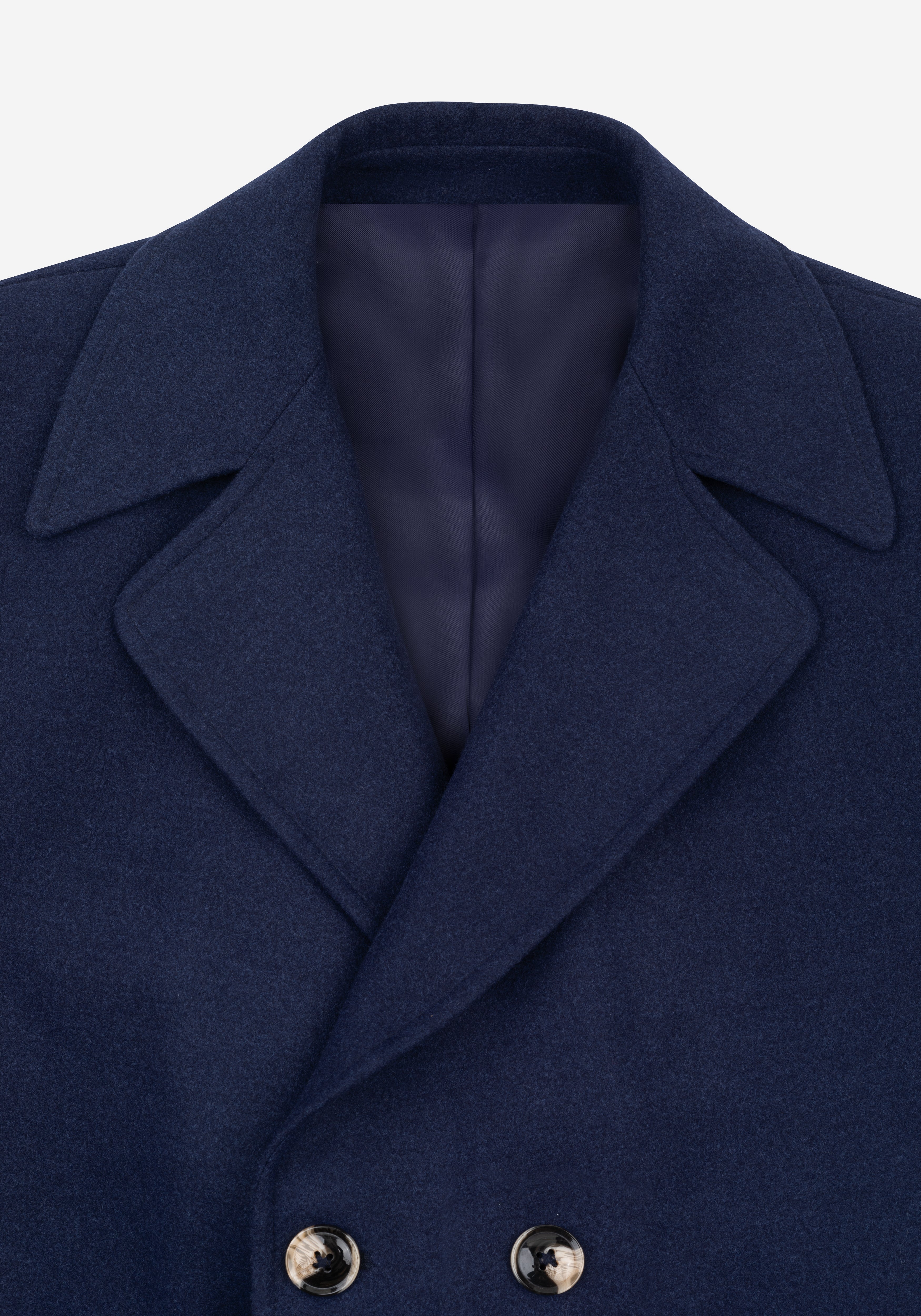 Marine Blue Double-Breasted Poly Coat
