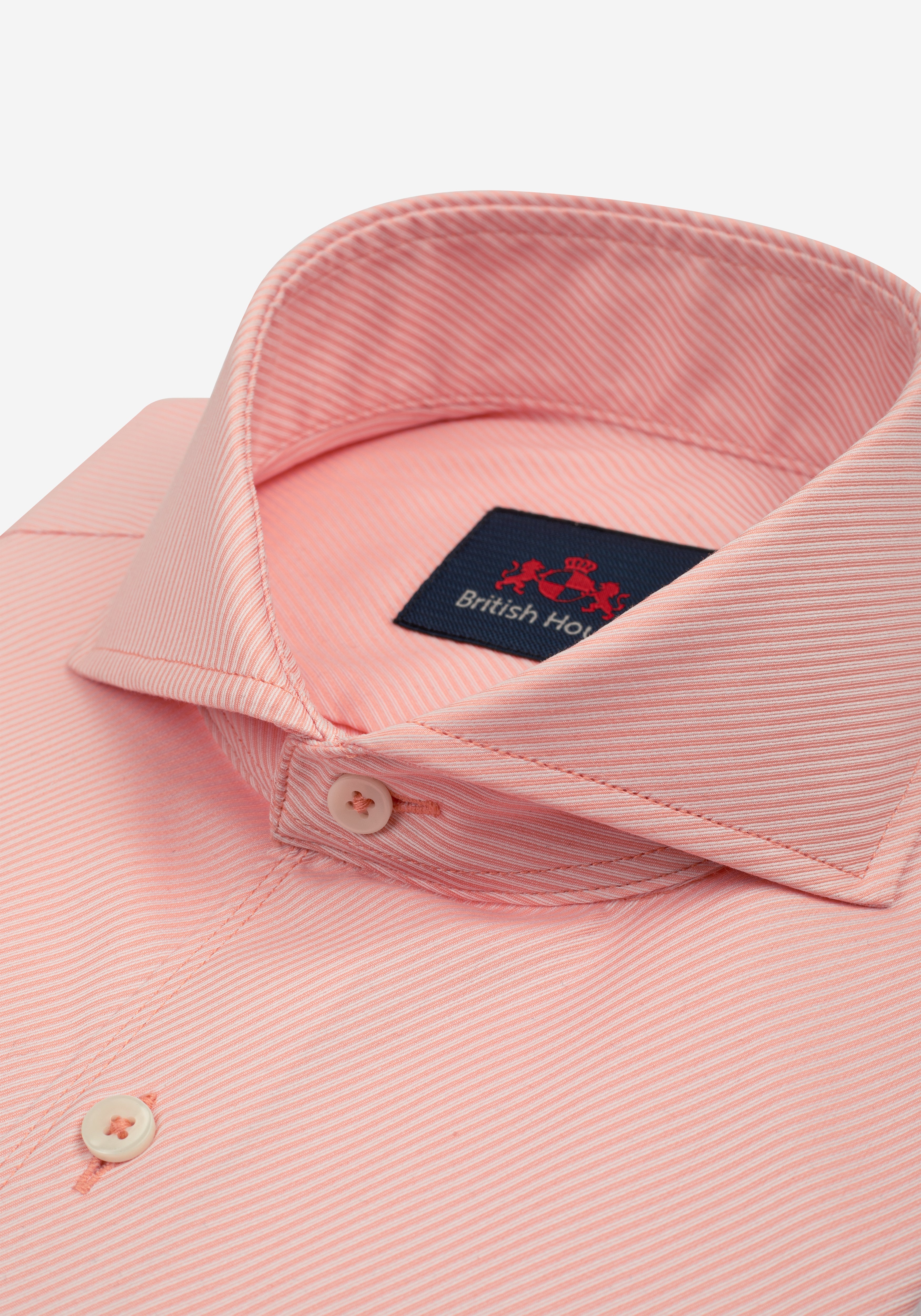 Salmon Glow Stripe Signature Twill Shirt