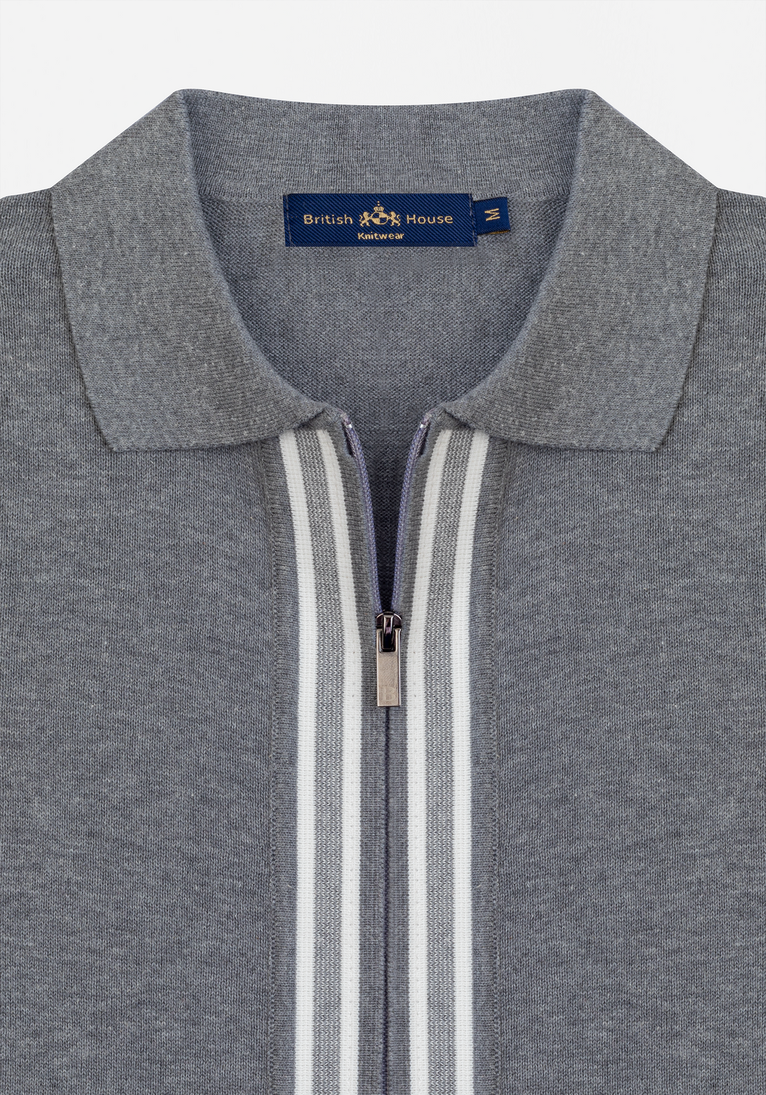 Powder Grey Zip Cotton Pullover