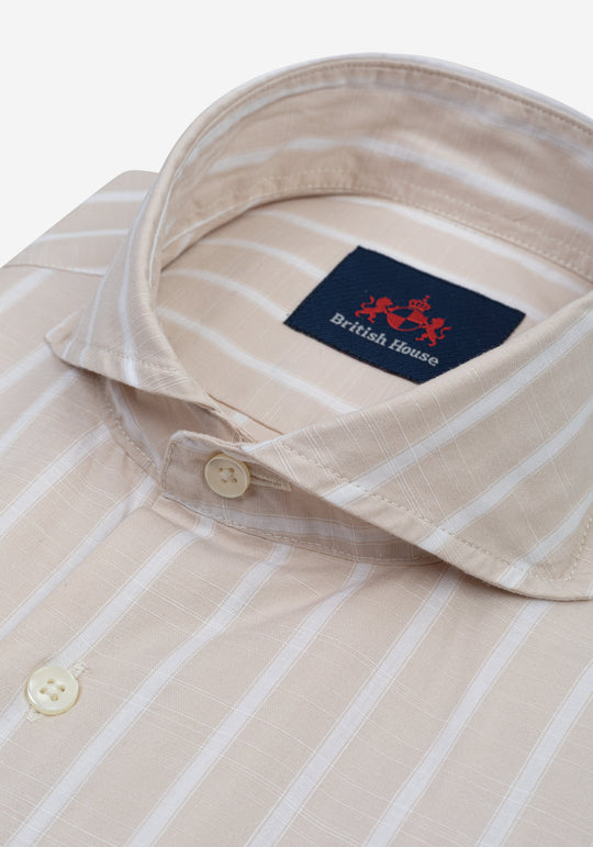 Dune Beige Stripe Washed Signature Chambray Shirt