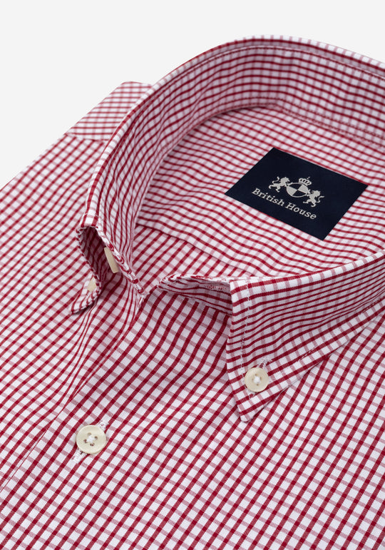 Garnet Red Checked Poplin Shirt