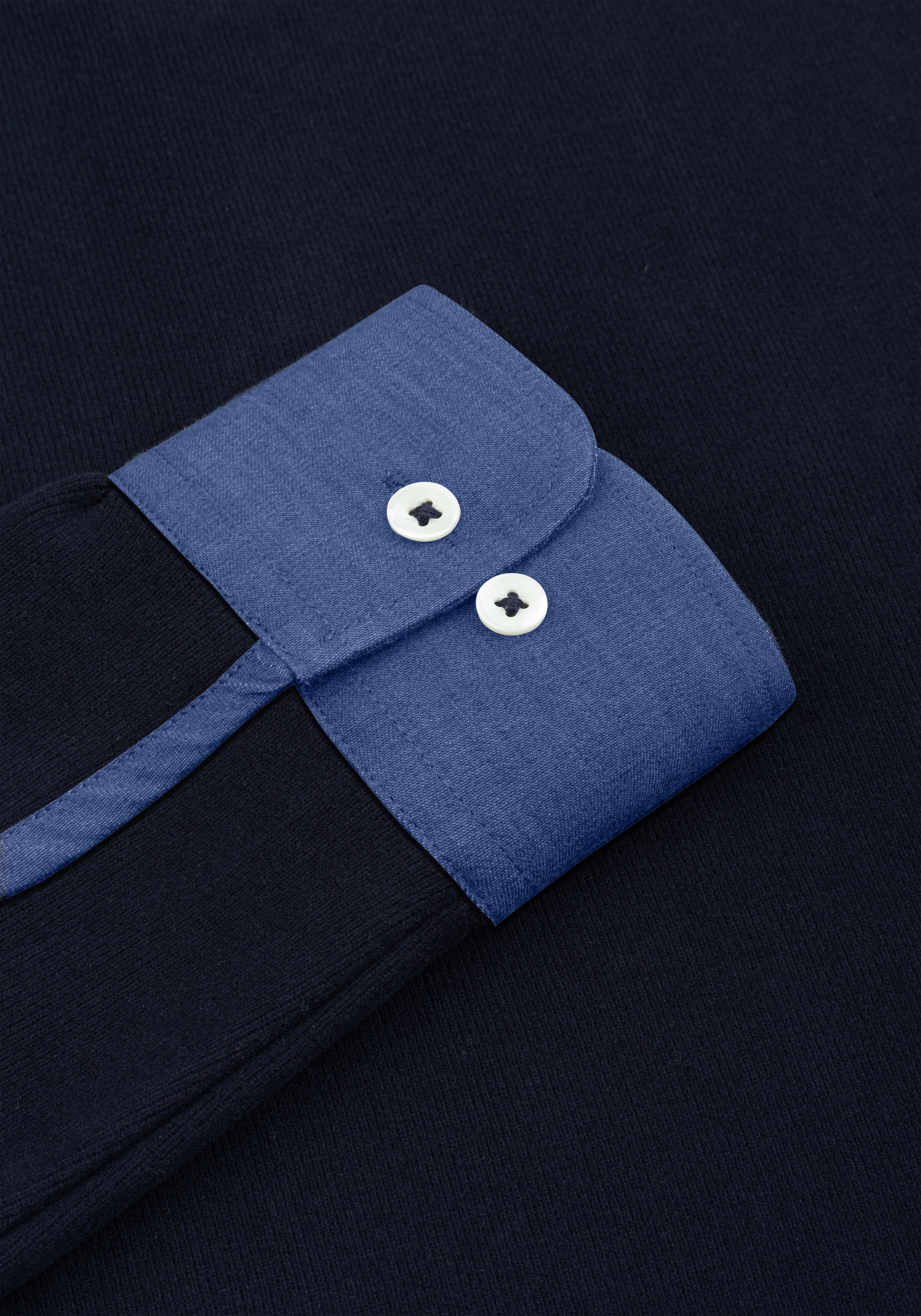 True Navy Cotton Polo Shirt - Long Sleeve