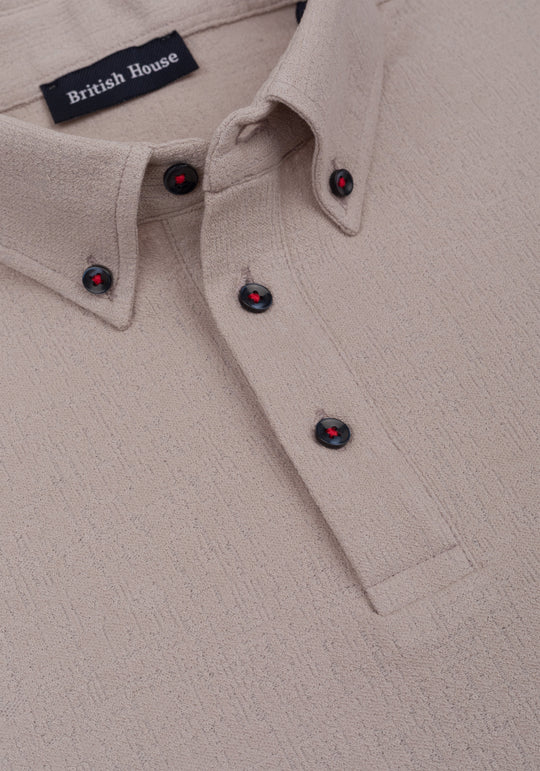 Earthstone Beige Jacquard Polo Shirt
