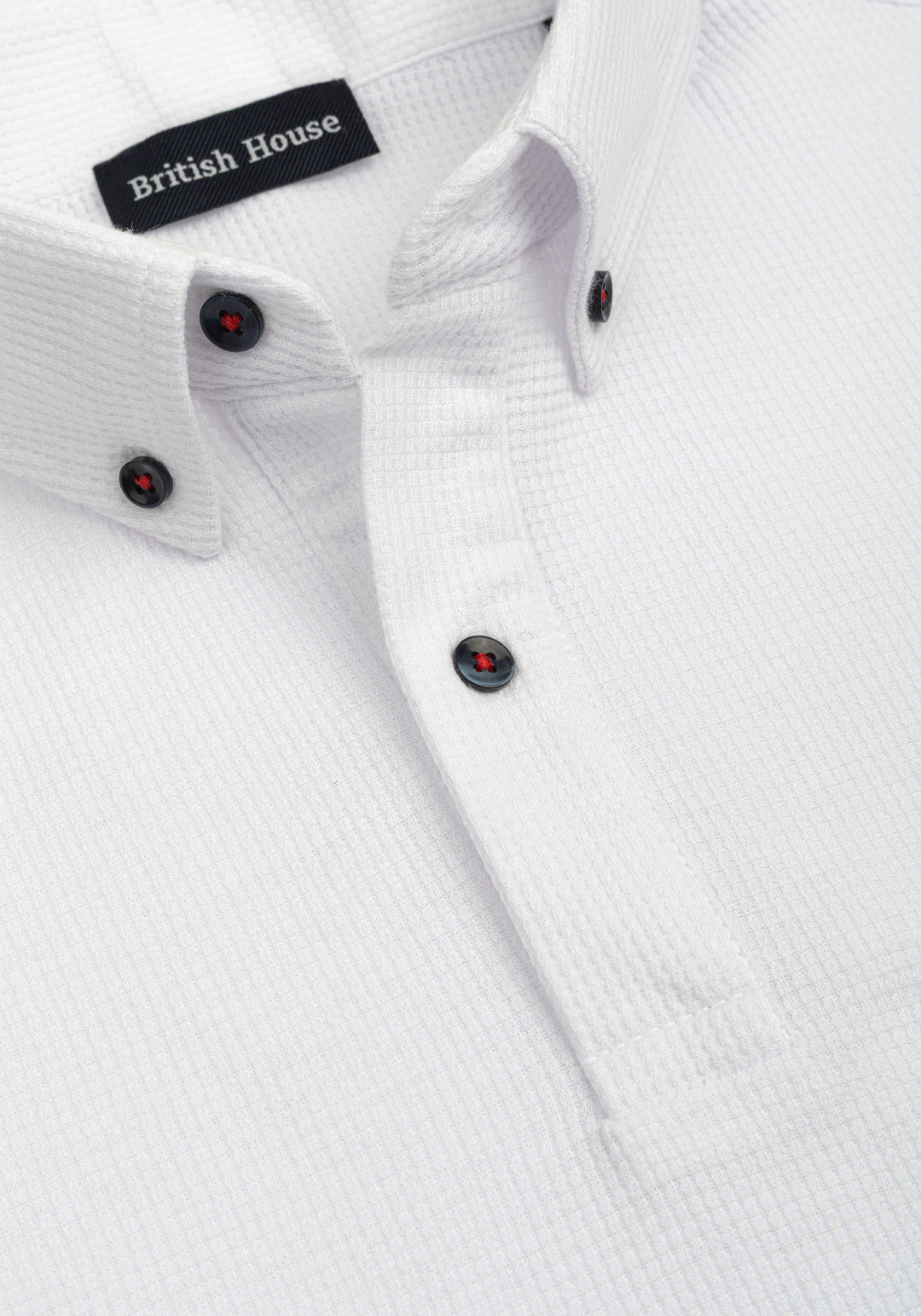 Moonlight White Waffle Polo Shirt