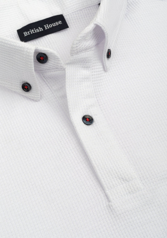 Moonlight White Waffle Polo Shirt