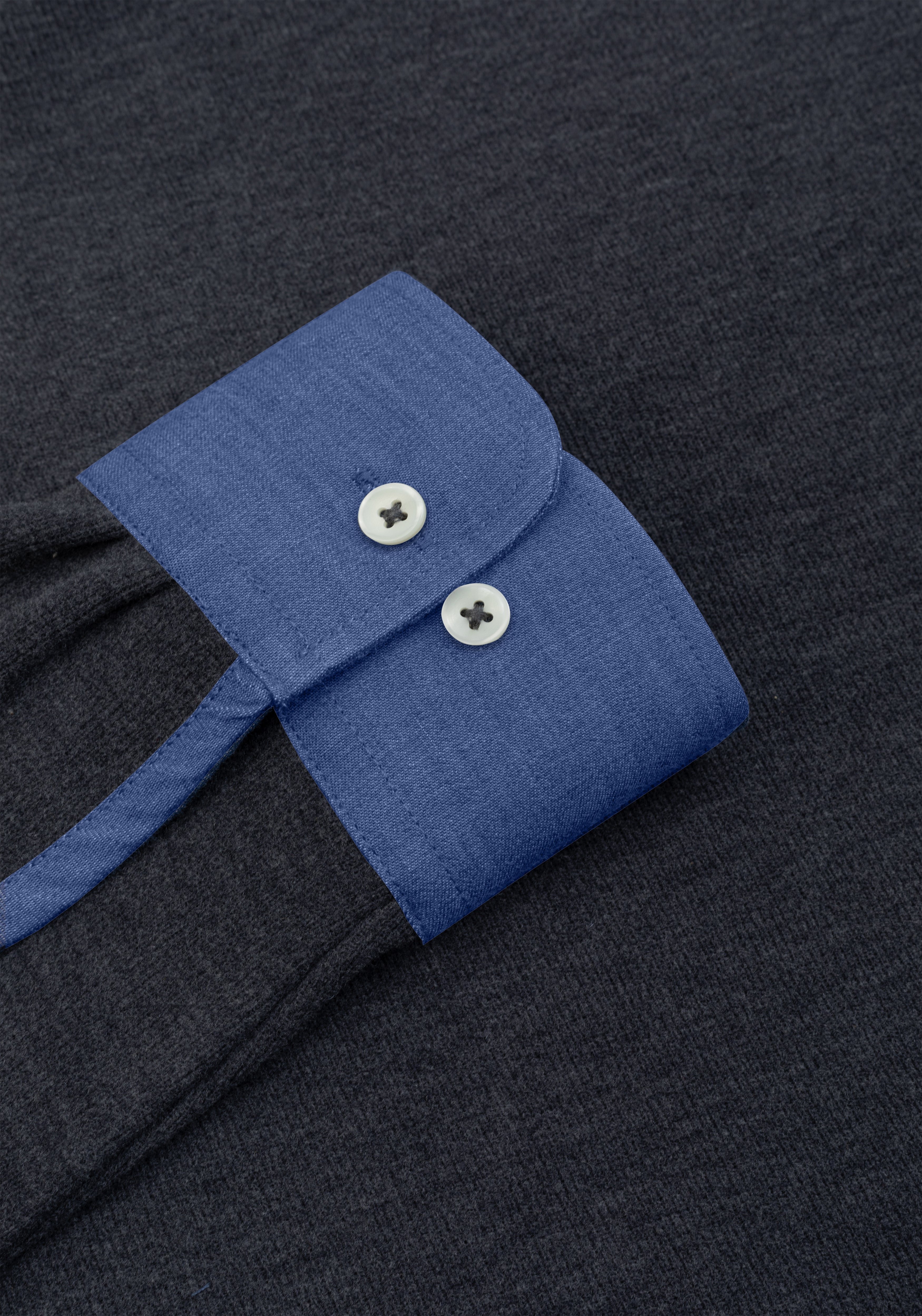 Dim Grey Cotton Polo Shirt - Long Sleeve