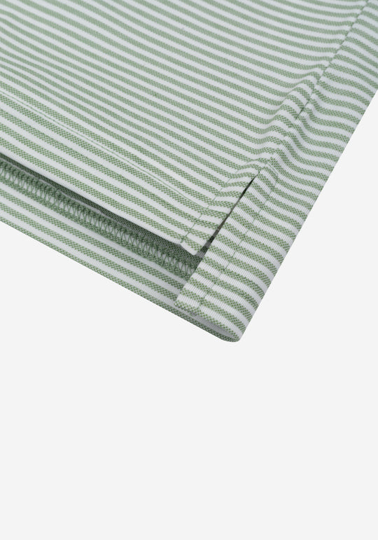 Sage Green Stripe Cotton Polo Shirt