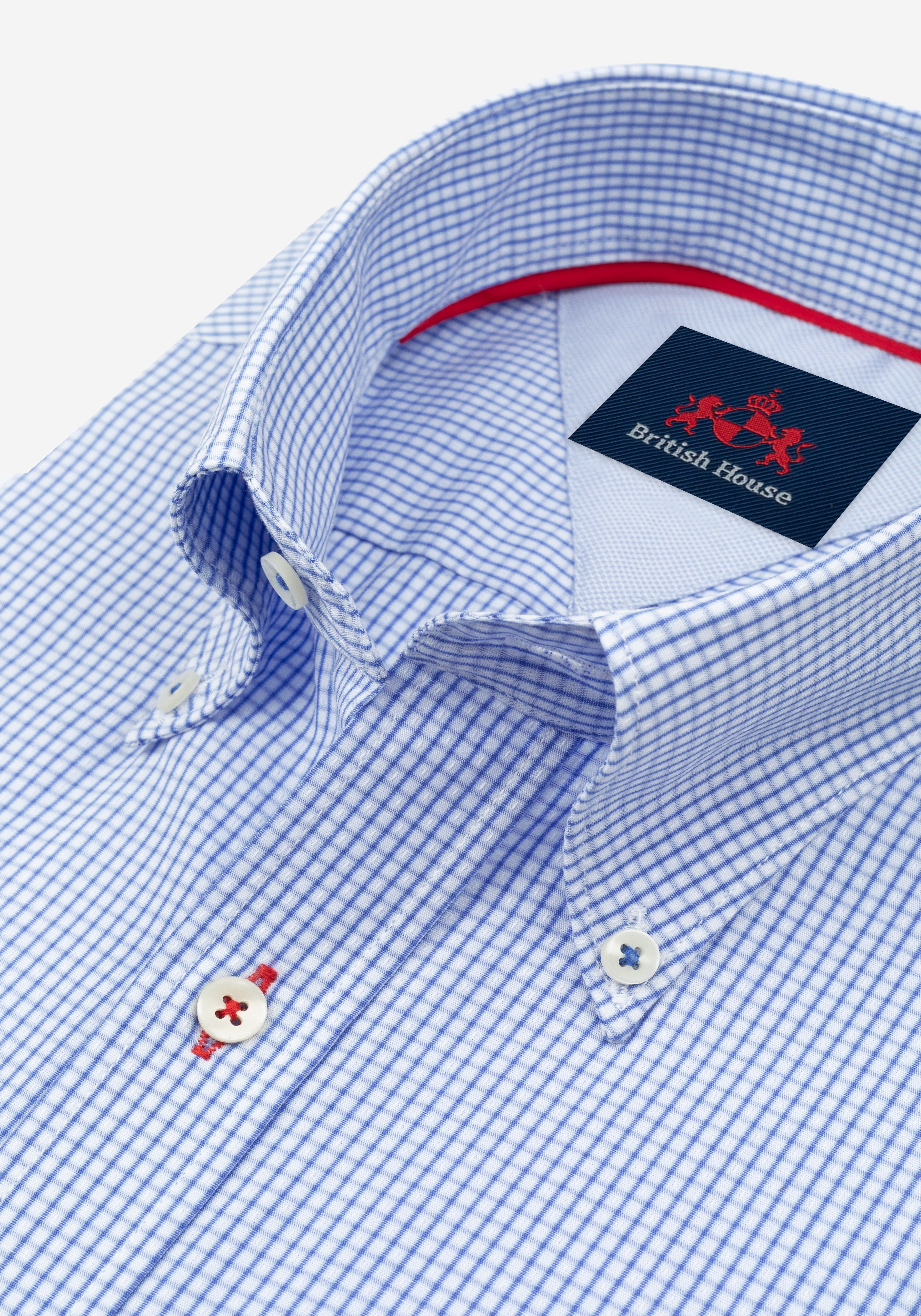 Blossom Blue Checked Basket Weave Shirt