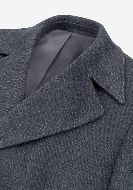 Ice Grey Double-Breasted Poly Coat