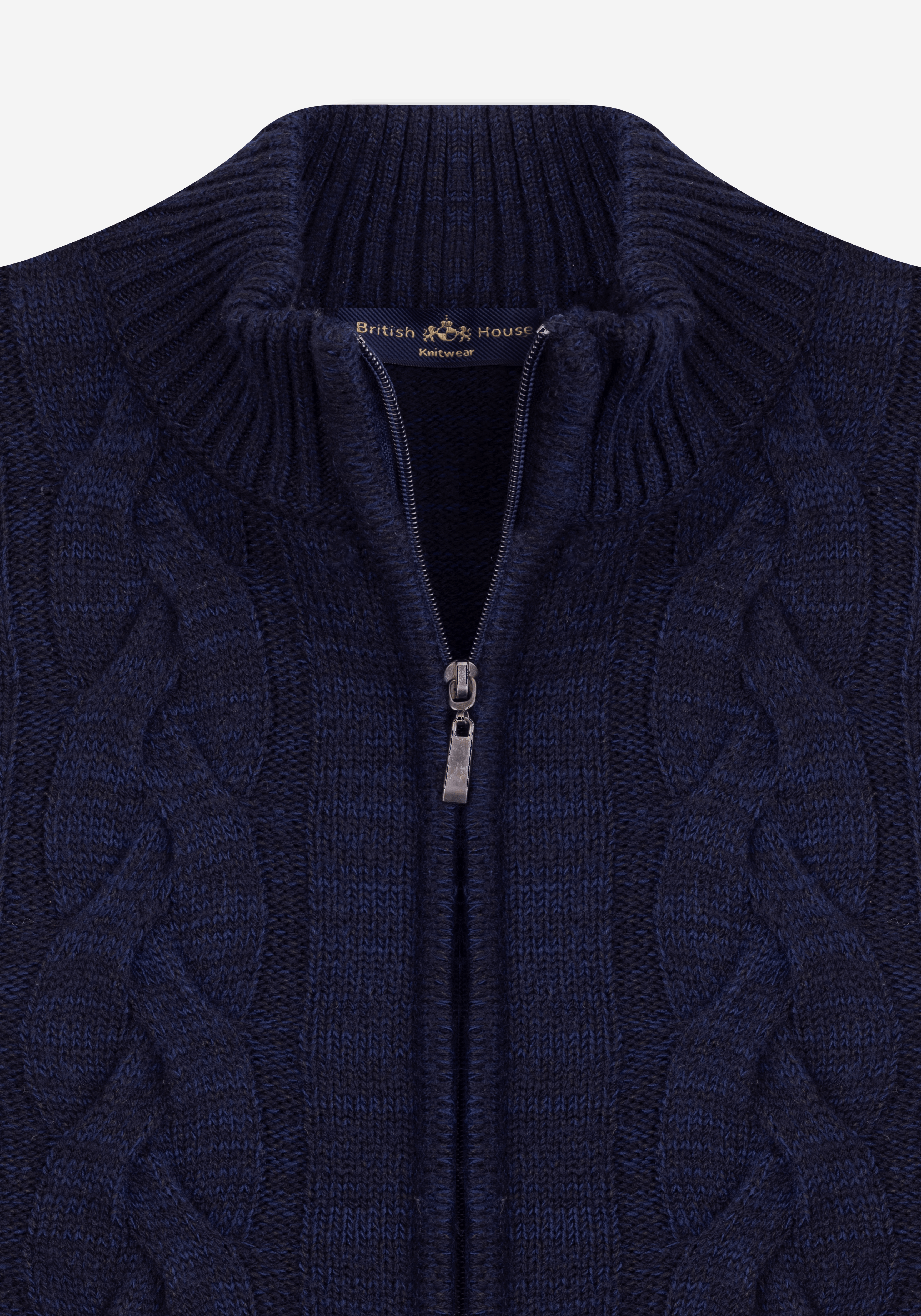 Midnight Navy Braided Zipped Pullover