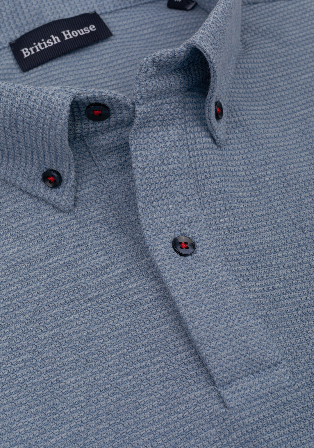 Slate Blue Waffle Polo Shirt