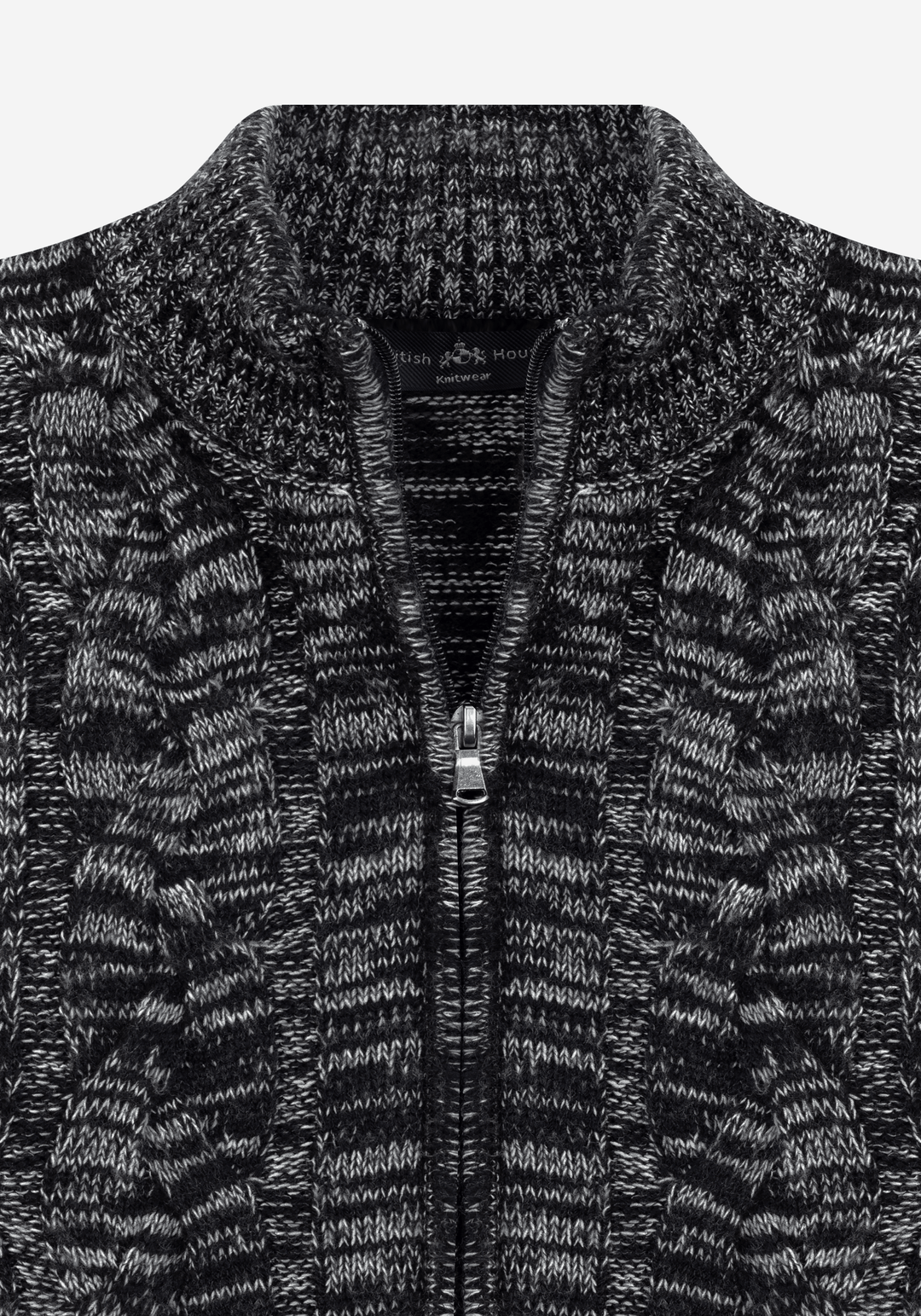 Lunar Grey Braided Zipped Pullover