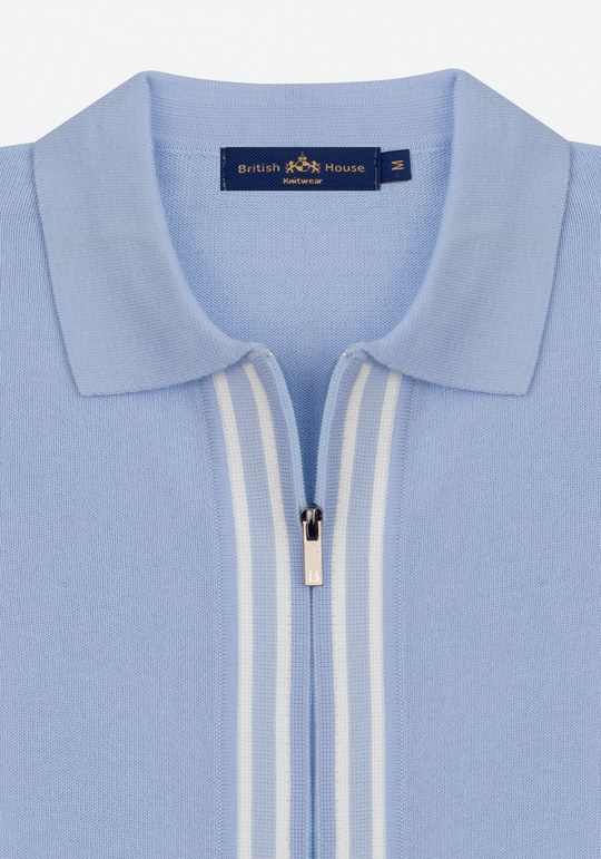 Powder Blue Zip Cotton Pullover