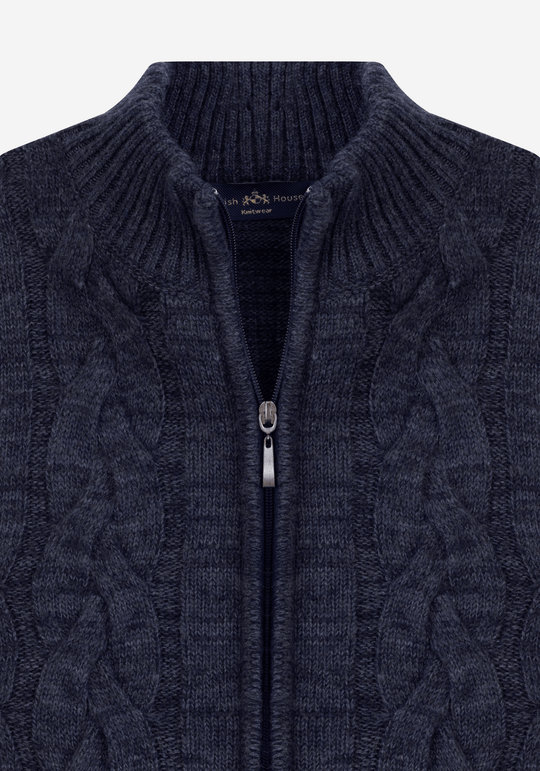 Slate Blue Braided Zipped Pullover