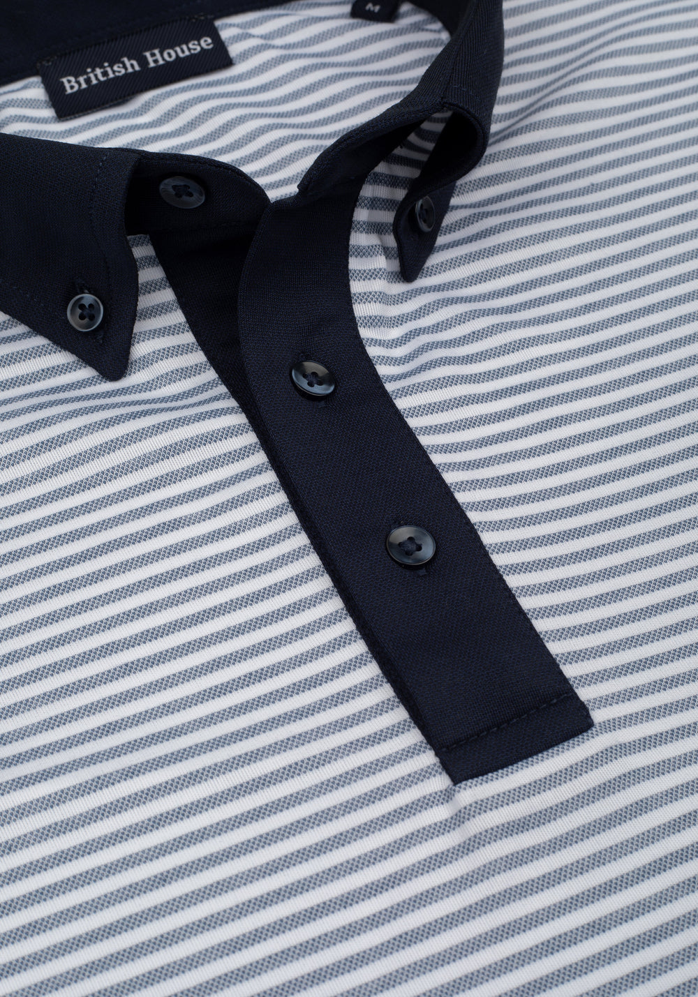 Iron Navy Stripe Cotton Polo Shirt